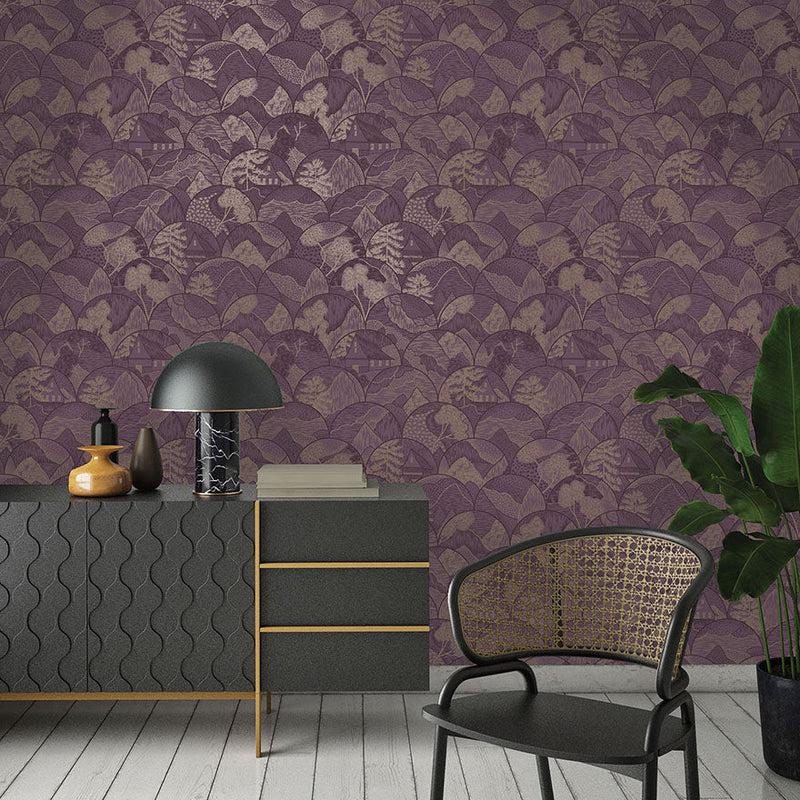 Teshio Wallpaper - Asian metallic wallpaper - Plum