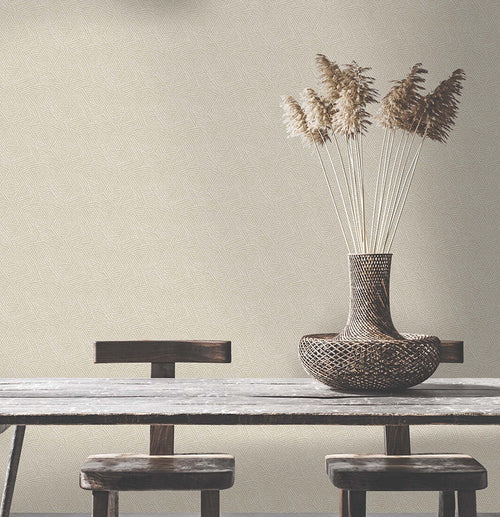 Atakora - Geometric Metallic Wallpaper - Cream - Discontinuing
