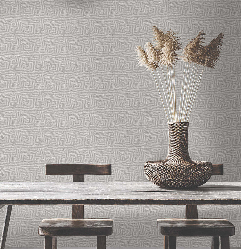 Atakora - geometric metallic wallpaper - Grey- Discontinuing