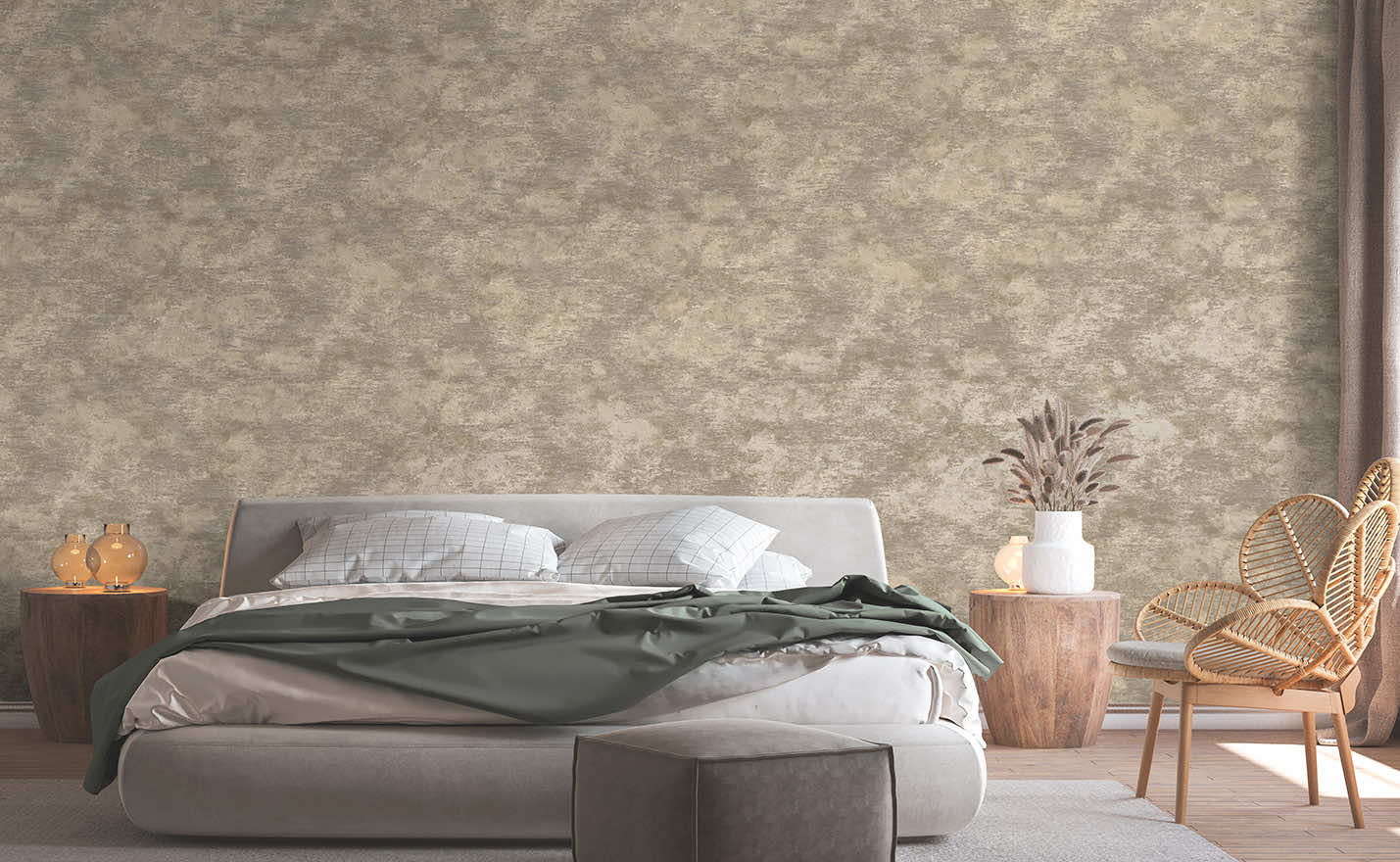 Ozbek - Distressed Elements Wallpaper - Taupe - Discontinuing