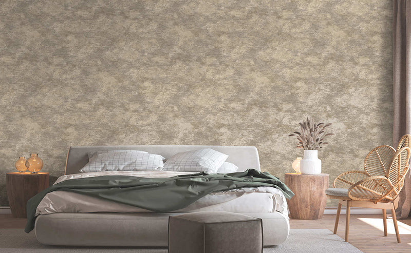 Ozbek - Distressed Elements Wallpaper - Taupe