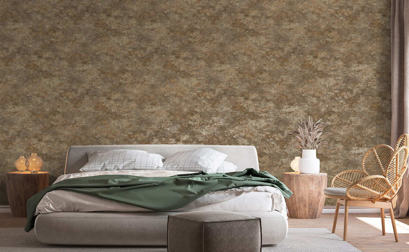 Ozbek - Distressed Elements Wallpaper - Burnt Orange