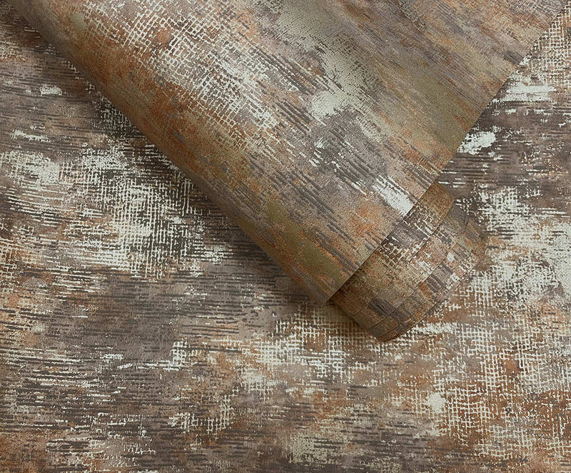 Ozbek - Distressed Elements Wallpaper - Burnt Orange