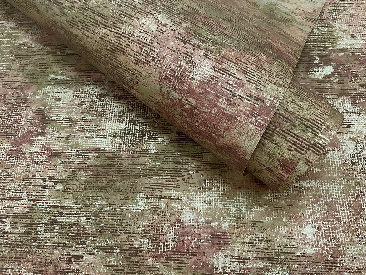Ozbek - Distressed Elements Wallpaper - Maroon - LAST 5 ROLLS
