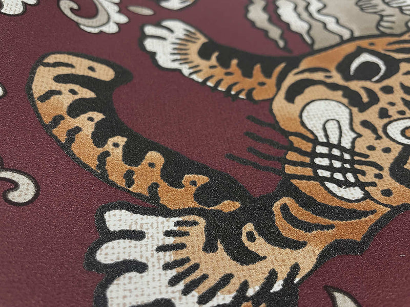 Tora - Chinese Tiger Wallpaper - Maroon