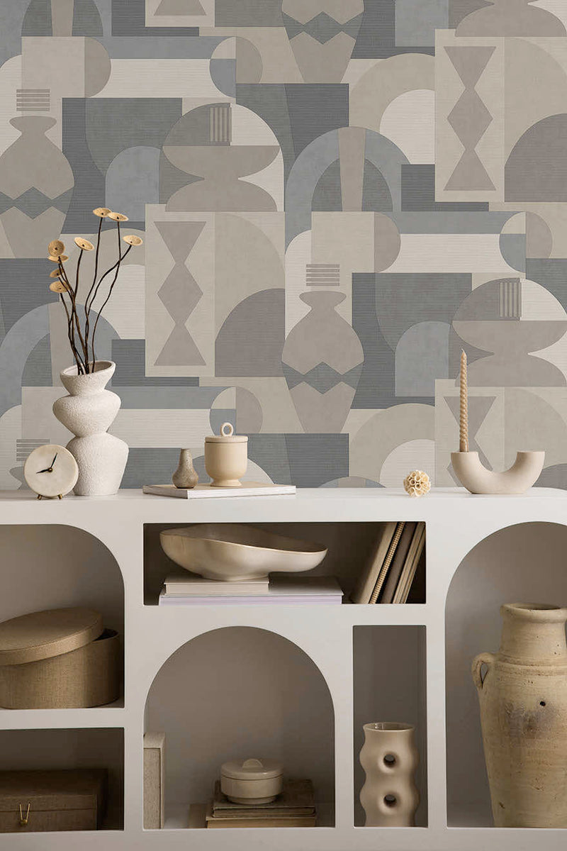 Khalili - Bazaar Geometric Wallpaper - Beige/Cream
