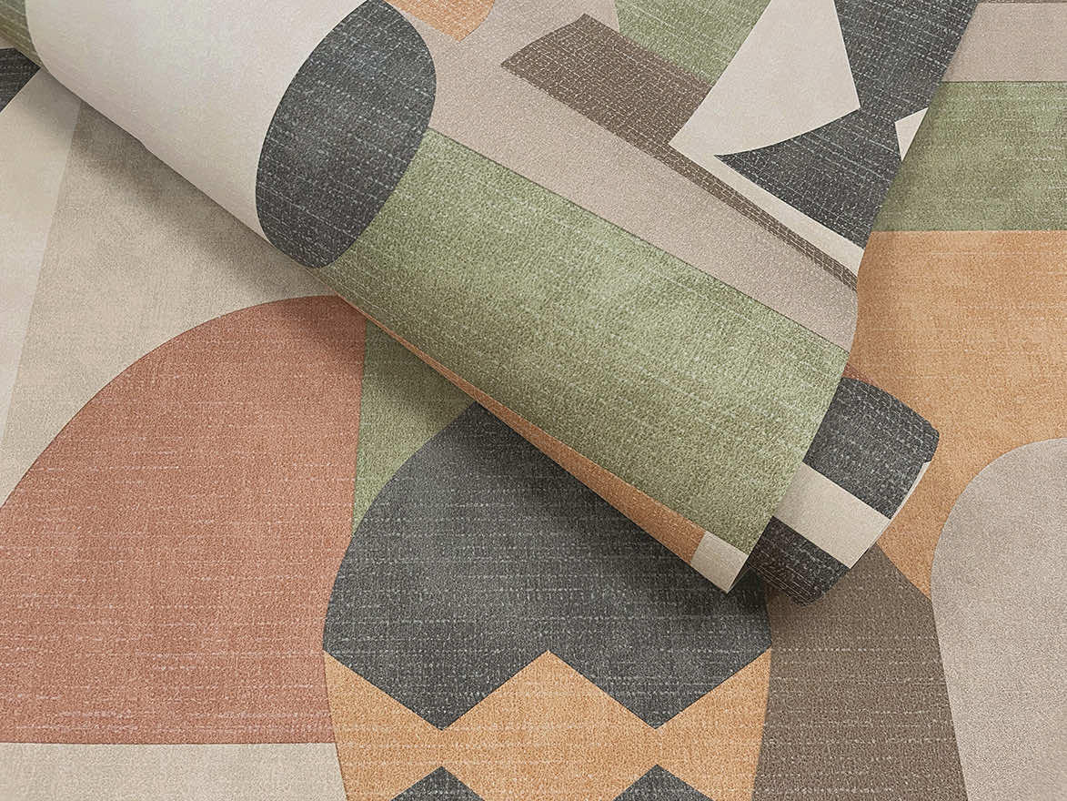 Khalili - Bazaar Geometric Wallpaper - Khaki/Orange - Discontinuing