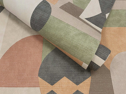 Khalili - Bazaar Geometric Wallpaper - Khaki/Orange - Discontinuing