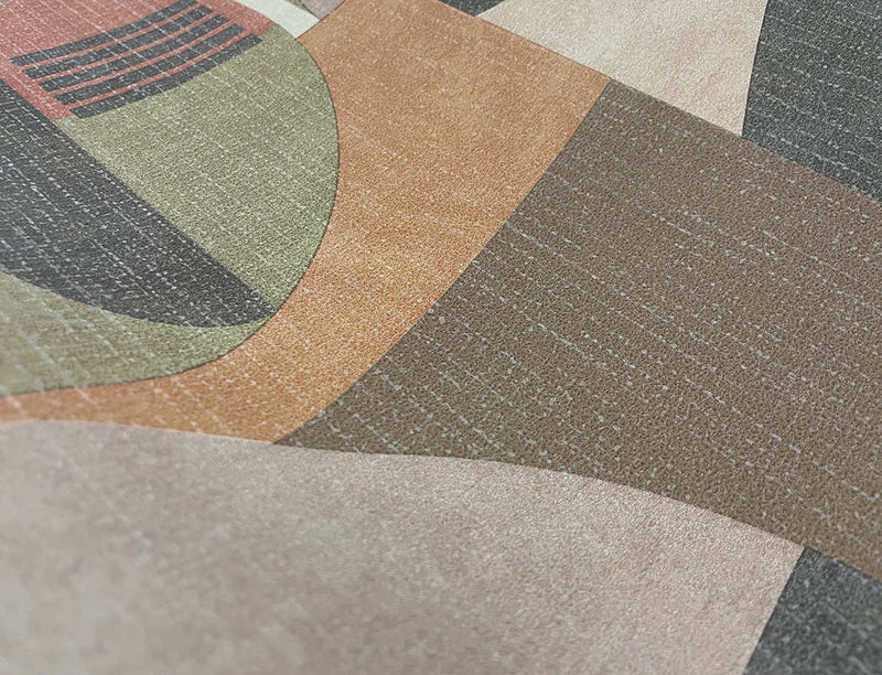 Khalili - Bazaar Geometric Wallpaper - Khaki/Orange