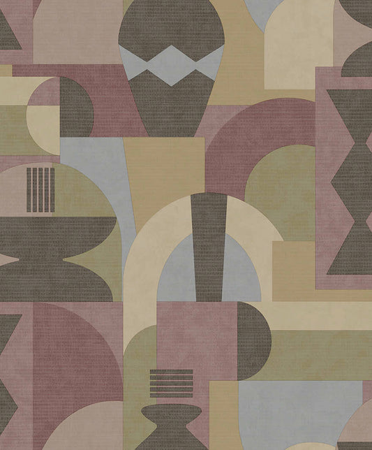 Khalili - Bazaar Geometric Wallpaper - Maroon/Beige - Discontinuing