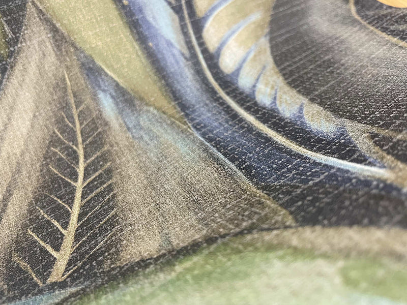 Raffia - Palm Leaf Wallpaper - Navy