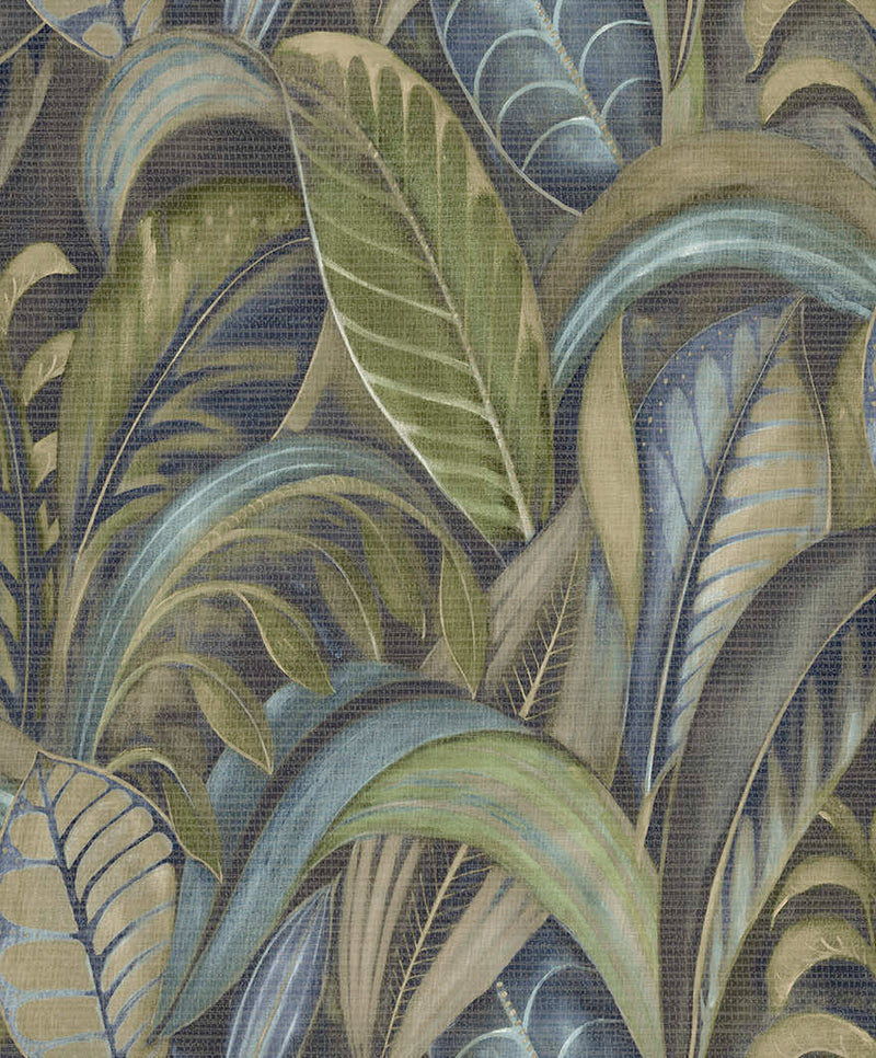 Raffia - Palm Leaf Wallpaper - Charcoal