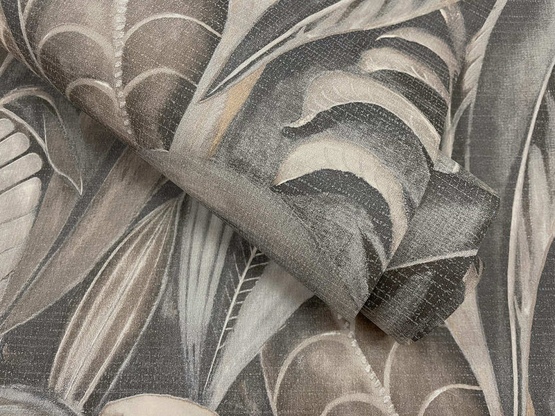 Raffia - Palm Leaf Wallpaper - Charcoal