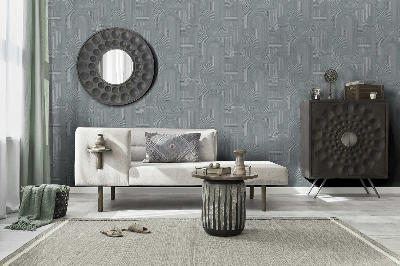 Macramé - Boho Geo Wallpaper - Blue - Discontinuing