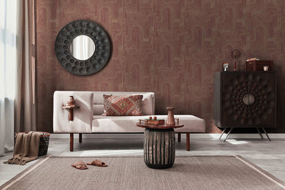 Macramé - Boho Geo Wallpaper - Maroon