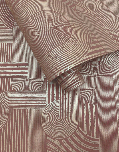 Macramé - Boho Geo Wallpaper - Maroon