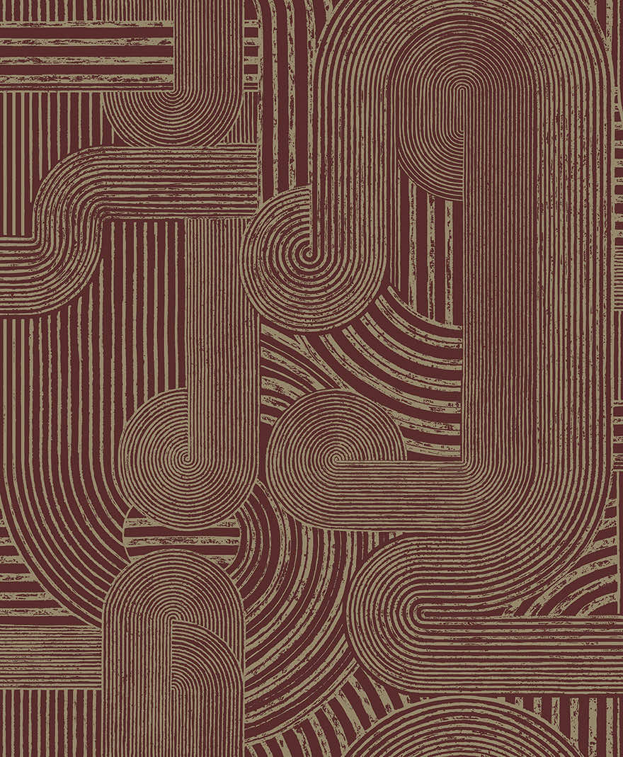 Sample - Macramé - Boho Geo Wallpaper - Maroon