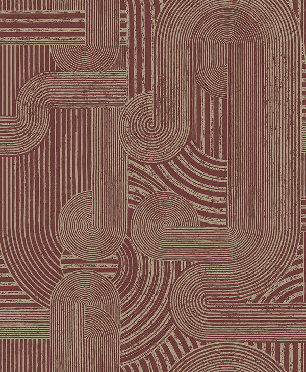Sample - Macramé - Boho Geo Wallpaper - Maroon