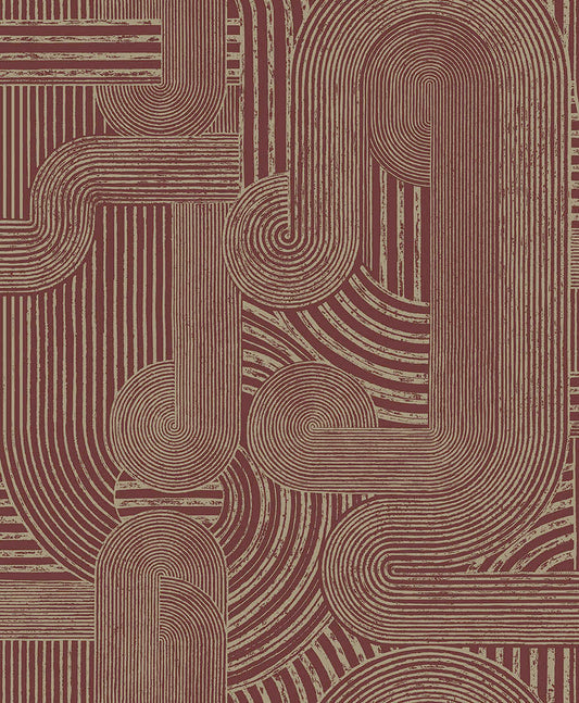 Macramé - Boho Geo Wallpaper - Maroon