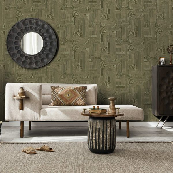 Macramé - Boho Geo Wallpaper - Khaki