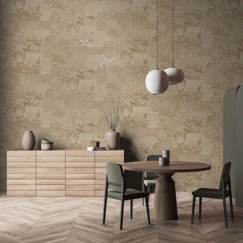 Mirissa - Faux Embroidered Garden Wallpaper - Gold