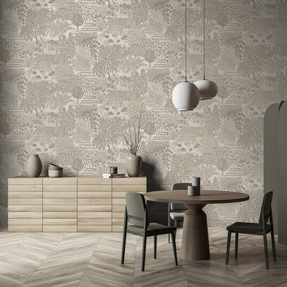 Mirissa - Faux Embroidered Garden Wallpaper - Dove - Discontinuing