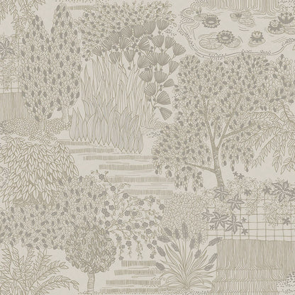 Mirissa - Faux Embroidered Garden Wallpaper - Dove - Discontinuing