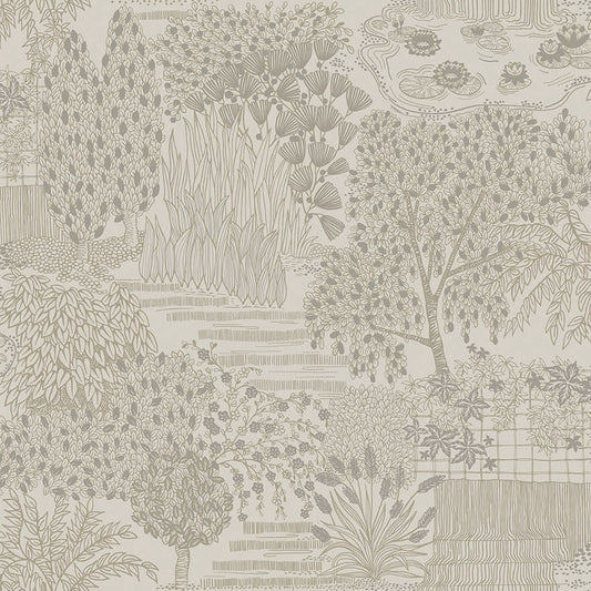 Mirissa - Faux Embroidered Garden Wallpaper - Dove - Discontinuing
