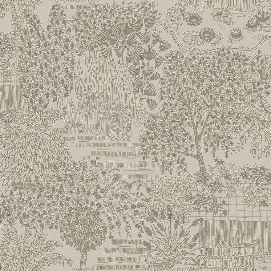 Sample - Mirissa - Faux Embroidered Garden Wallpaper - Dove