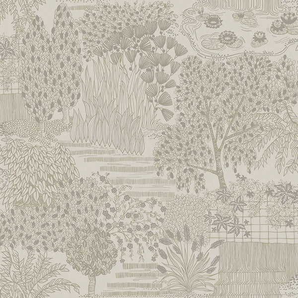 Sample - Mirissa - Faux Embroidered Garden Wallpaper - Dove