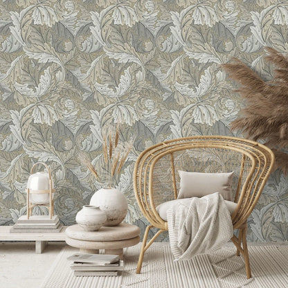 Acanthus by Morris Wallpaper - Manilla/Stone