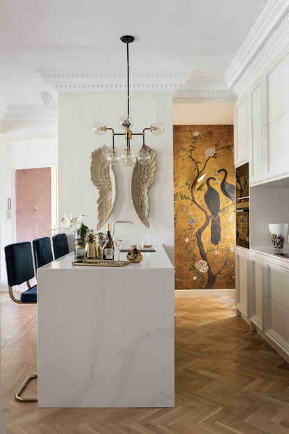 Edo Gold Peacock - Custom Sized Wallpaper Mural (per m2)