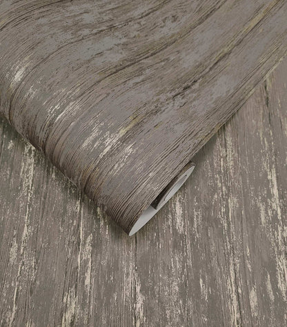 Sapele Wood Panels Wallpaper - Charcoal
