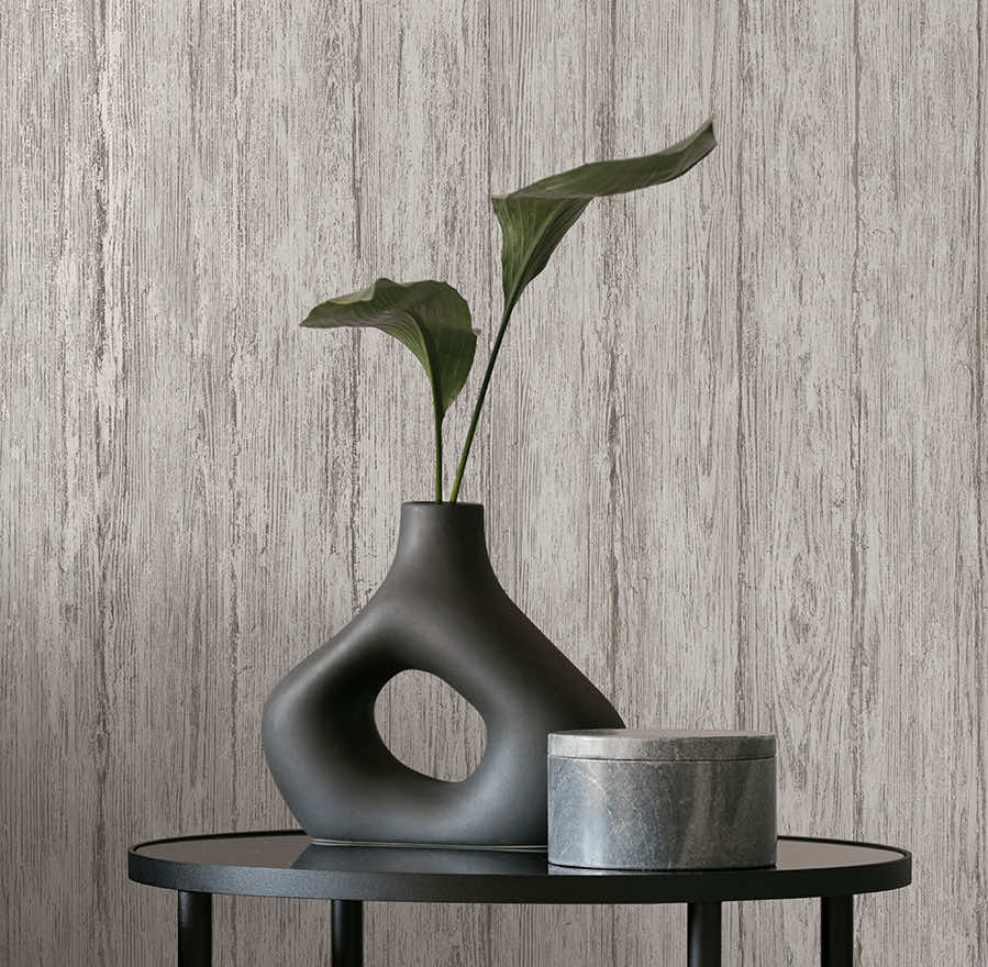 Sapele Wood Panels Wallpaper - Grey