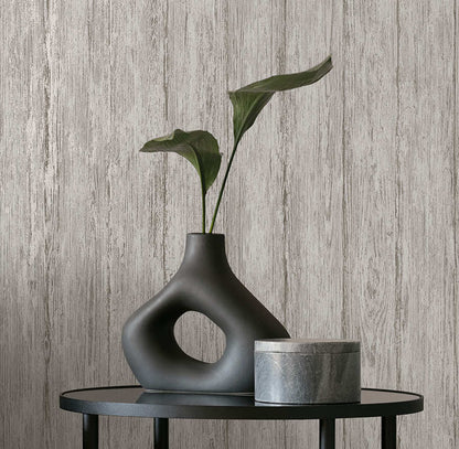 Sapele Wood Panels Wallpaper - Grey