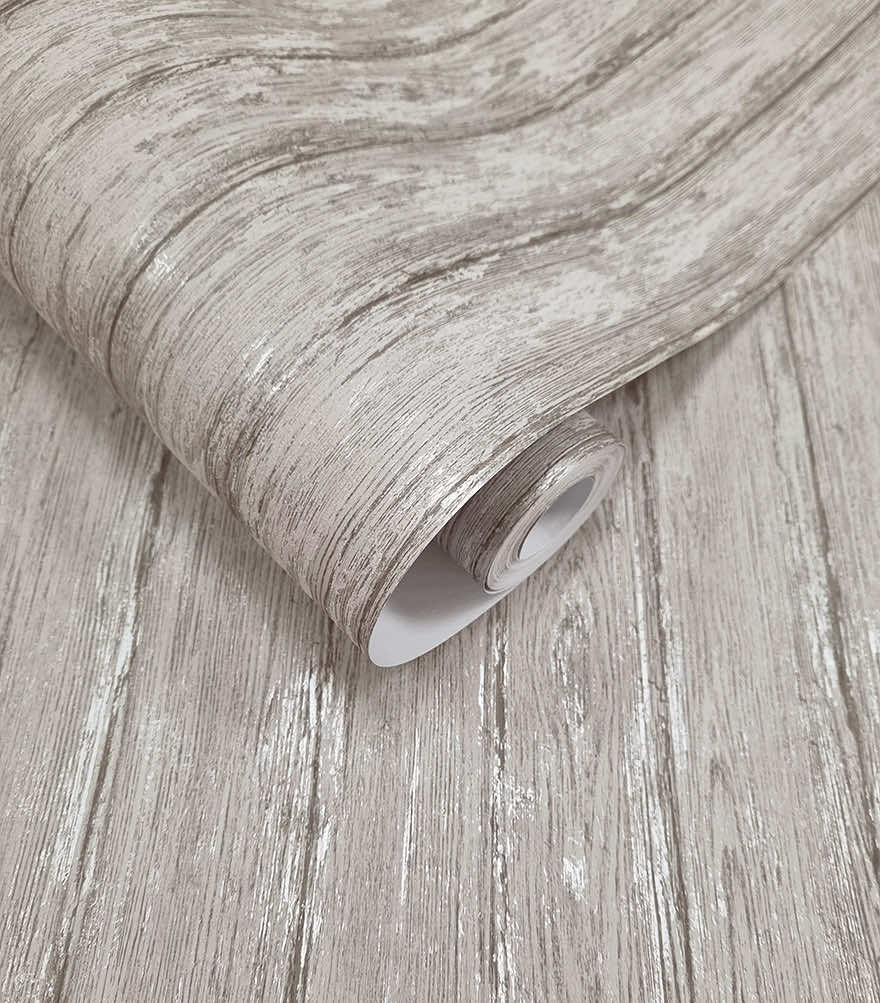 Sapele Wood Panels Wallpaper - Grey