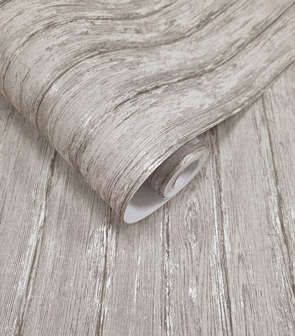 Sample - Sapele Wood Panels Wallpaper - Grey