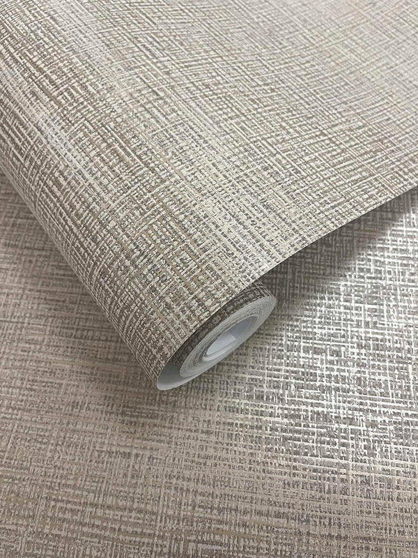 Sample – Brocade – Metallic Weave Wallpaper – Taupe