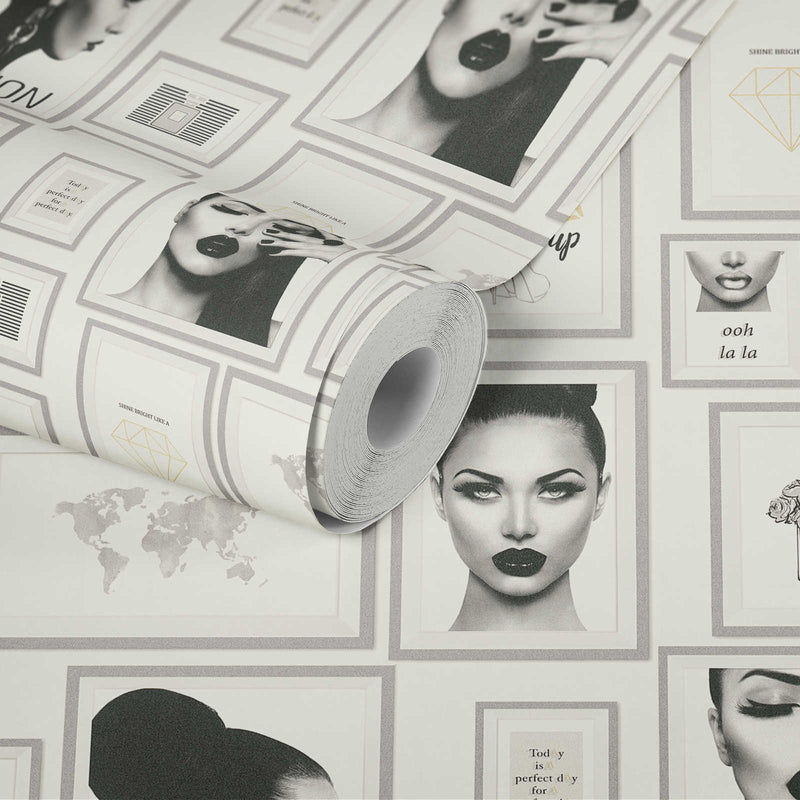 Fashion Wallpaper - Grey/Pink