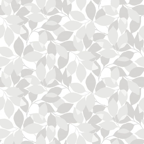 Sample - Augusti - Autumn Leaves Wallpaper - Grey