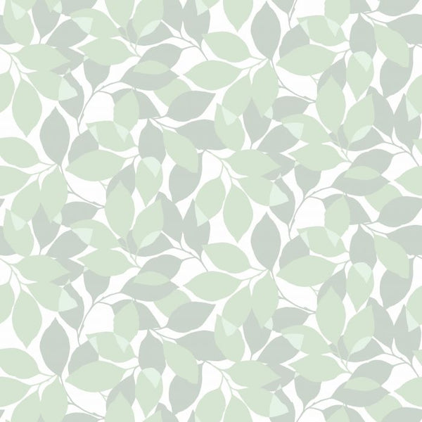 Sample - Augusti - Autumn Leaves Wallpaper - Green