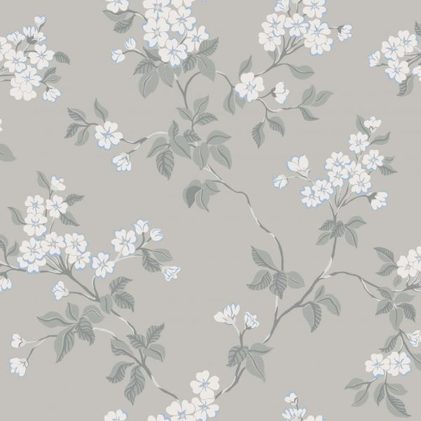 Sample - Karin - Apple Blossom Wallpaper - Grey/White