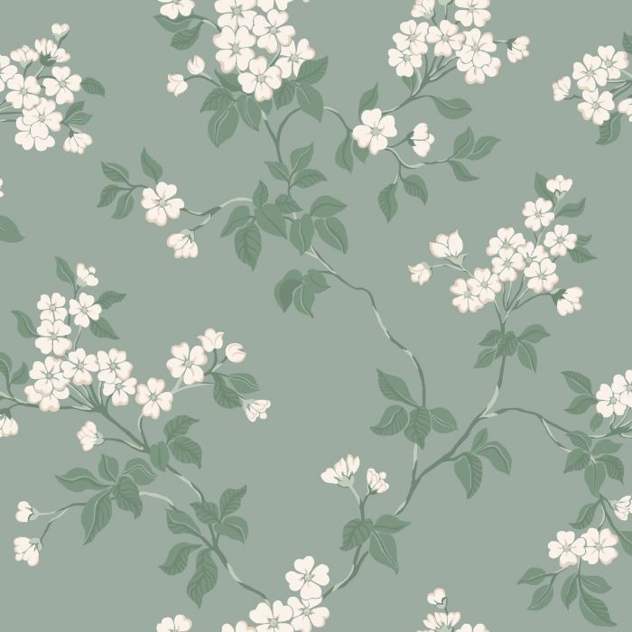 Karin - Apple Blossom Wallpaper - Green - 2 Left on Sale
