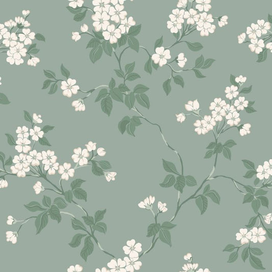 Karin - Apple Blossom Wallpaper - Green - 2 Left on Sale