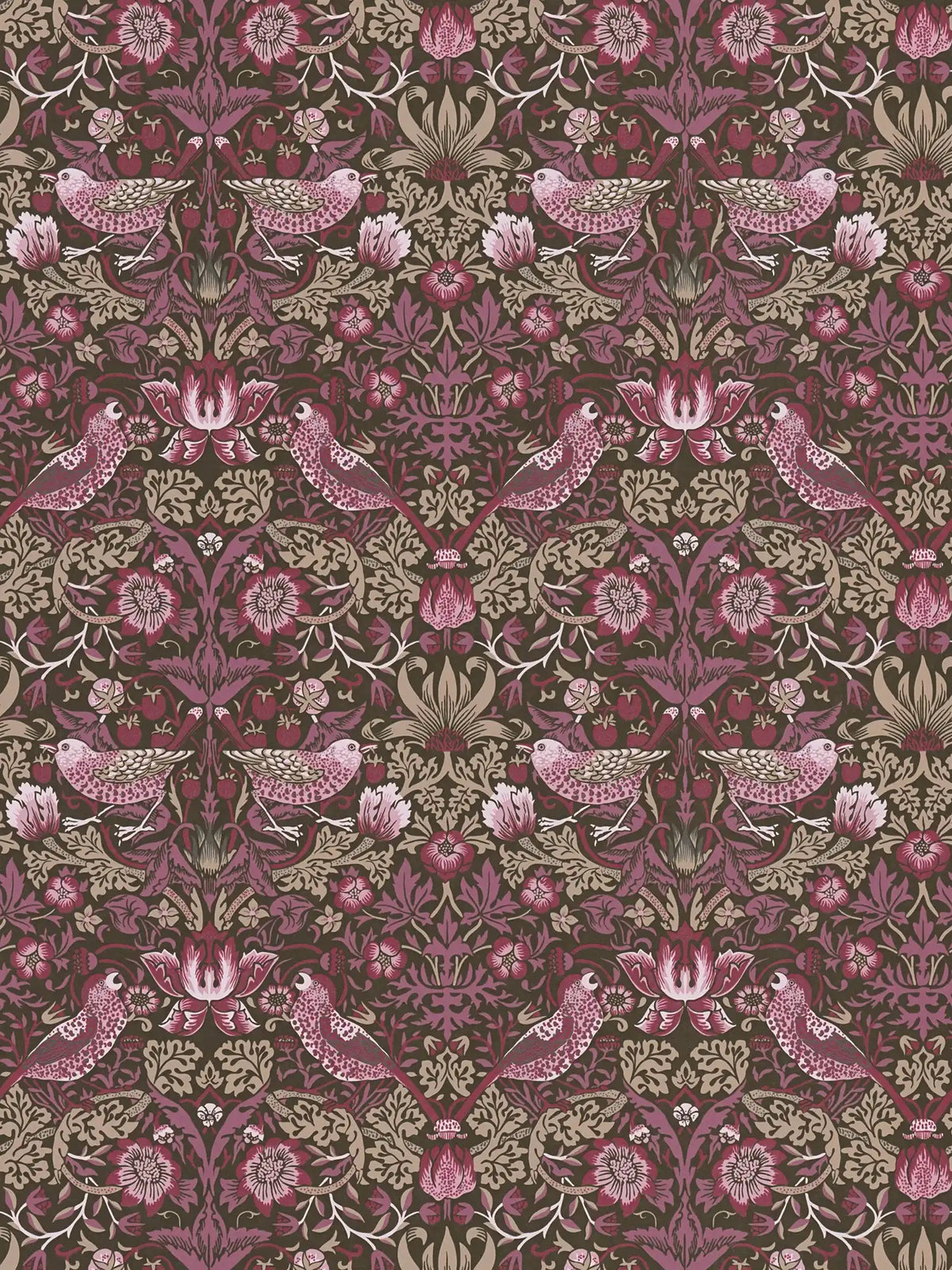 Sample - Baroque Birds Wallpaper - Beige/Purple