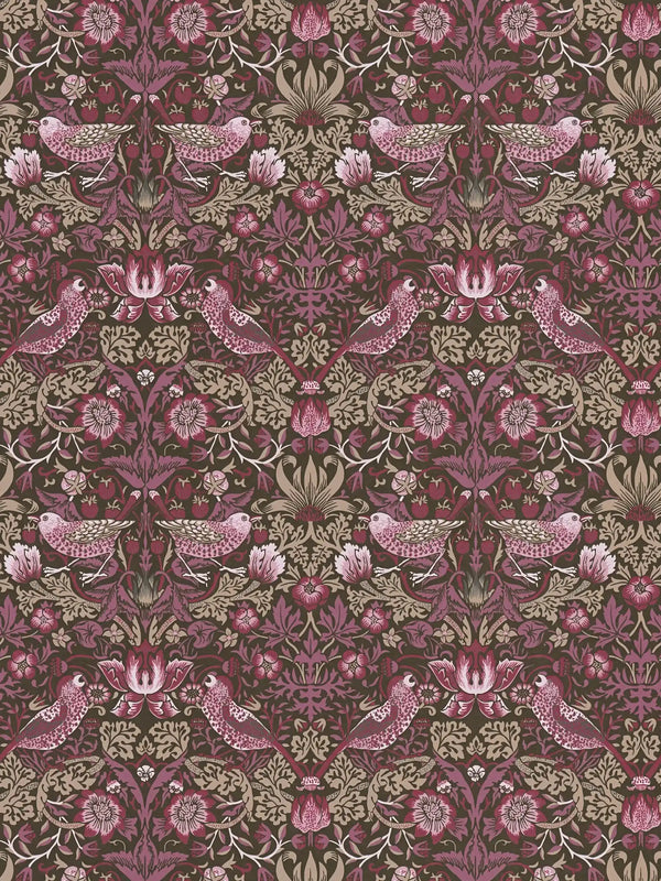 Sample - Baroque Birds Wallpaper - Beige/Purple