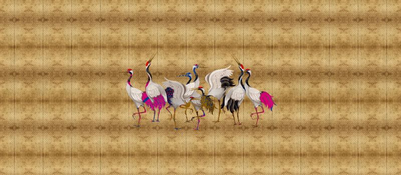 Crane Parade - Custom Sized Wallpaper Mural (per m2)