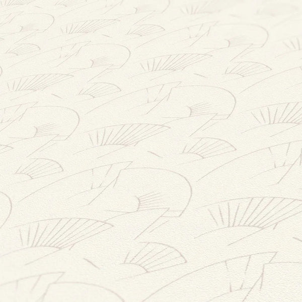 Sample - Deco Fanfare Metallic Wallpaper - Karl Lagerfeld - White