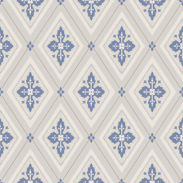 Sample - Astrid Flora Wallpaper - Blue