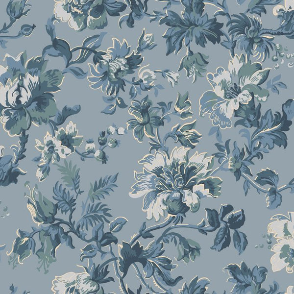 Sample - Brita Leaves Wallpaper - Blue